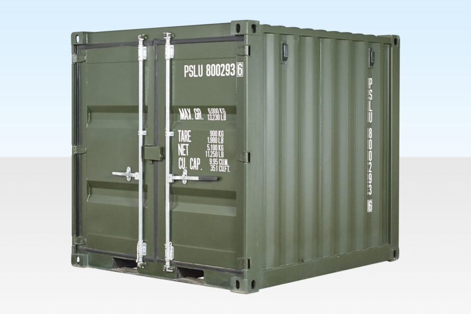8FT ONE TRIP SHIPPING CONTAINER – GREEN (RAL 6007)